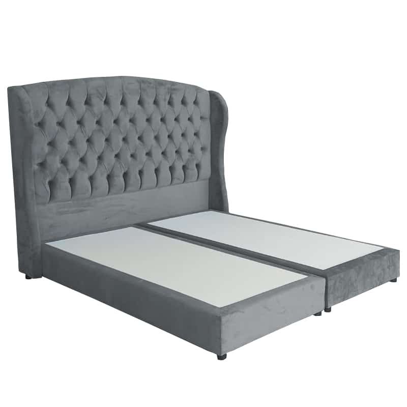 رمادي فاتح منهاتن | هيكل سرير من المخمل - ديباج - الصورة 1