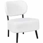 كرسي من البوكليه وأرجل خشب سويدي - أبيض