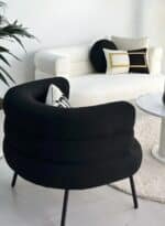 ⁦كرسي من البوكليه والخشب السويدي 60x70x55 سم - أسود⁩ - الصورة ⁦2⁩