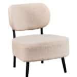 كرسي من البوكليه وأرجل خشب سويدي - بيج