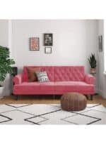 شوكولا | 3 - مقاعد صوفا من المخمل 212x82x84 سم   - زهري غامق