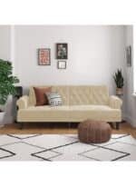 شوكولا | 3 - مقاعد صوفا من المخمل 212x82x84 سم   - بيج فاتح