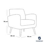 ⁦كرسي بذراعين| من الكتان وخشب سويدي  MDF  - رمادي - 90×80×90 سم⁩ - الصورة ⁦2⁩