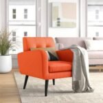 كرسي بذراعين| من الكتان وخشب سويدي  MDF  - برتقالي - 90×80×90 سم