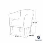 ⁦كرسي جانبي| من الكتان والخشب السويدي  - رمادي - 85x65x65 سم⁩ - الصورة ⁦2⁩