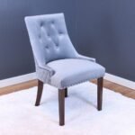 كرسي جانبي| من مخمل والخشب السويدي  - أزرق فاتح -100x51x62 سم