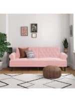 شوكولا | 3 - مقاعد صوفا من المخمل 212x82x84 سم   - زهري فاتح