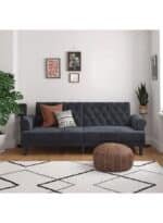 شوكولا | 3 - مقاعد صوفا من المخمل 212x82x84 سم   - رمادي غامق