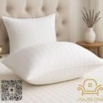 حبتين | مخده فندقية مخططة من بديل الريش مايكروفايبر - أبيض