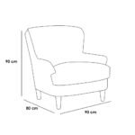 ⁦كرسي جانبي| من الكتان والخشب السويدي MDF - بيج⁩ - الصورة ⁦2⁩