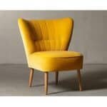 كرسي جانبي| من مخمل والخشب السويدي  - أصفر -55x55x75 سم