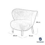 كرسي جانبي من البوكليه والخشب السويدي - بيج