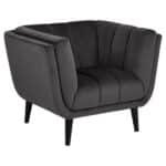 كرسي جانبي| من الكتان والخشب السويدي  - أسود 75x75x80 سم