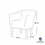 ⁦كرسي جانبي| من الكتان والخشب السويدي  - أسود 75x75x80 سم⁩ - الصورة ⁦2⁩