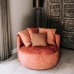 كرسي جانبي| من مخمل والخشب السويدي  - برتقالي -110x85 سم