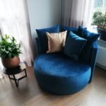 كرسي جانبي| من مخمل والخشب السويدي  - أزرق -110x85 سم