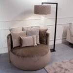 كرسي جانبي| من مخمل والخشب السويدي  - بيج -110x85 سم