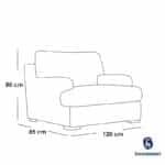 ⁦كرسي ذراعين من البوكليه والخشب السويدي - رمادي⁩ - الصورة ⁦2⁩