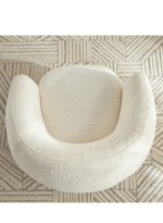 ⁦كرسي من البوكليه وأرجل خشب سويدي - بيج⁩ - الصورة ⁦3⁩