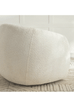 ⁦كرسي من البوكليه وأرجل خشب سويدي - بيج⁩ - الصورة ⁦5⁩