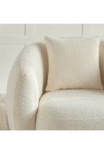 ⁦كرسي من البوكليه وأرجل خشب سويدي - بيج⁩ - الصورة ⁦2⁩